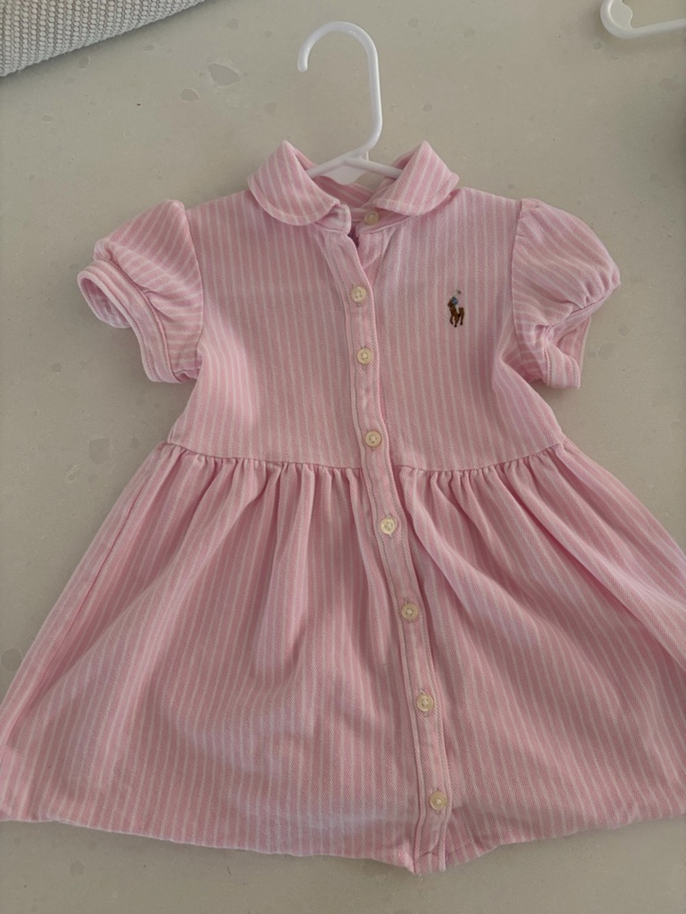 Ralph Lauren Pink and White Striped Button-Front Dress